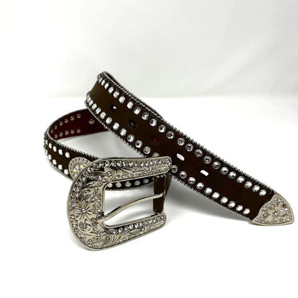 Blazin Roxx Accessories - Blazin Roxx Ladies Scalloped Rhinestone Concho Belt‎ Style N3512044 Size Medium